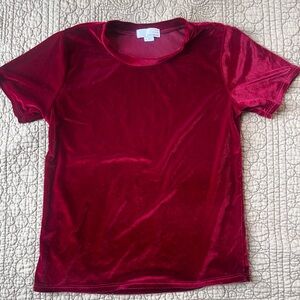 Red velvet short sleeve top
